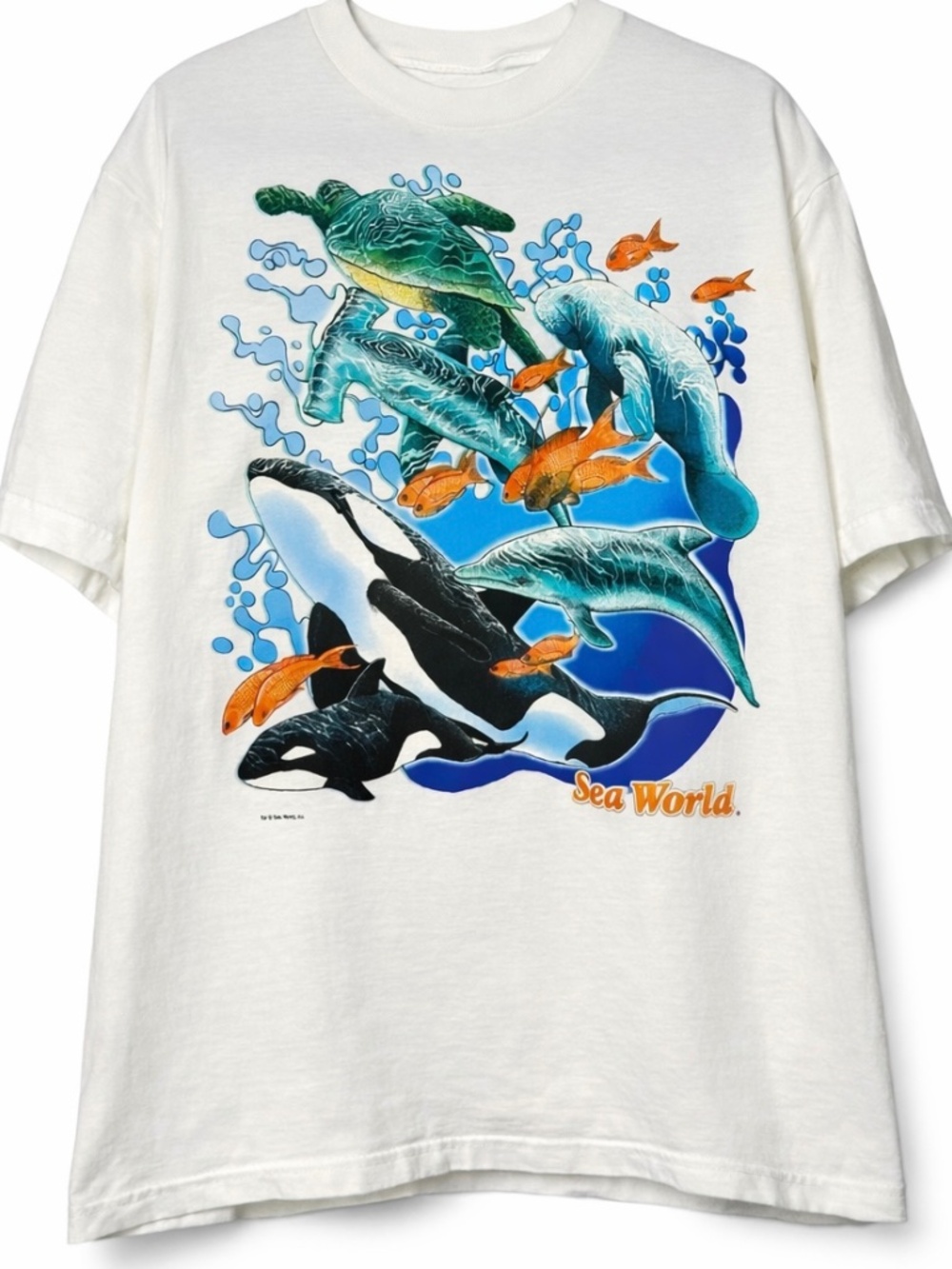 Vintage SeaWorld Orca Dolphin Oneita Power T Single Stitch USA Tee XXL